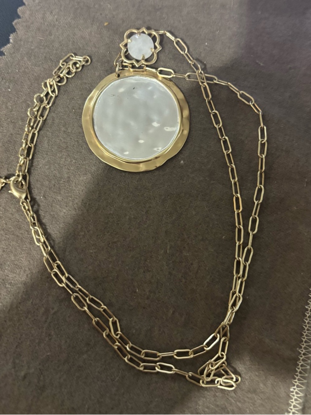 Stella and Dot goldtone silvertone Disc Pendant Necklace